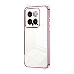 Per Xiaomi 14 Custodia per telefono con foro fine con placcatura trasparente (rosa)