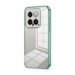 Per Xiaomi 14 Custodia per telefono con foro fine con placcatura trasparente (verde)