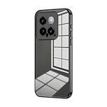 Per Xiaomi 14 Custodia per telefono con foro fine con placcatura trasparente (nera)