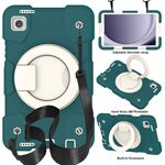 Per Samsung Galaxy Tab A9 8.7 2023 Custodia tablet PC ibrida in silicone con tracolla (verde nerastro)