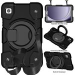Per Samsung Galaxy Tab A9 8.7 2023 Custodia tablet PC ibrida in silicone con tracolla (nera)
