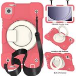 Custodia per tablet PC ibrida in silicone per Samsung Galaxy Tab A9 8.7 2023 con tracolla (rosso begonia)