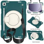 Per Samsung Galaxy Tab A9+ 11 2023 Custodia tablet PC ibrida in silicone con tracolla (verde nerastro)