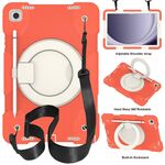 Per Samsung Galaxy Tab A9+ 11 2023 Custodia tablet PC ibrida in silicone con tracolla (arancione corallo)
