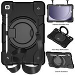 Per Samsung Galaxy Tab A9+ 11 2023 Custodia tablet PC ibrida in silicone con tracolla (nera)