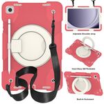 Custodia per tablet PC ibrida in silicone per Samsung Galaxy Tab A9+ 11 2023 con tracolla (rosso begonia)