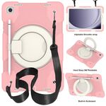 Per Samsung Galaxy Tab A9+ 11 2023 Custodia tablet PC ibrida in silicone con tracolla (rosa)