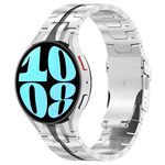 Per Samsung Galaxy Watch 6/6 cinturino in acciaio inossidabile stile classico con pulsanti (argento nero)