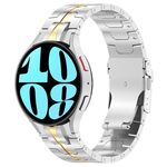 Per Samsung Galaxy Watch 6/6 Cinturino per orologio in acciaio inossidabile stile classico con bottoni (argento oro)