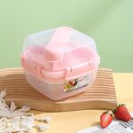 Contenitore per insalata a doppio strato, contenitore per pranzo al microonde, da picnic, con forchetta e cucchiaio, specifiche: rosa/piccolo