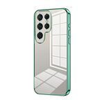 Custodia per telefono con foro fine con placcatura trasparente per Samsung Galaxy S24 Ultra 5G (verde)