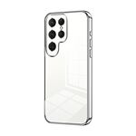 Custodia per telefono con foro fine con placcatura trasparente per Samsung Galaxy S24 Ultra 5G (argento)
