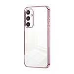 Custodia per telefono con foro fine con placcatura trasparente per Samsung Galaxy S24+ 5G (rosa)