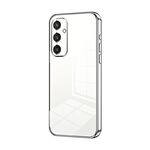 Custodia per telefono con foro fine con placcatura trasparente per Samsung Galaxy S24+ 5G (argento)