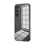 Per Samsung Galaxy S24+ 5G Custodia per telefono con foro sottile con placcatura trasparente (nera)