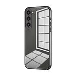 Per Samsung Galaxy S23+ 5G Custodia per telefono con foro sottile con placcatura trasparente (nera)