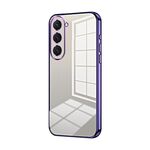 Per Samsung Galaxy S23 5G Custodia per telefono con foro sottile con placcatura trasparente (viola)