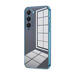 Per Samsung Galaxy S23 5G Custodia per telefono con foro fine con placcatura trasparente (blu)
