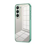 Per Samsung Galaxy S23 5G Custodia per telefono con foro fine con placcatura trasparente (verde)