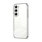 Per Samsung Galaxy S23 5G Custodia per telefono con foro fine con placcatura trasparente (Argento)