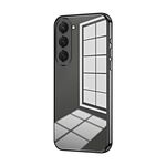 Per Samsung Galaxy S23 5G Custodia per telefono con foro sottile con placcatura trasparente (nera)