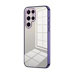 Per Samsung Galaxy S22 Ultra 5G Custodia per telefono con foro fine con placcatura trasparente (viola)
