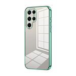 Custodia per telefono con foro fine con placcatura trasparente per Samsung Galaxy S22 Ultra 5G (verde)