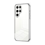 Custodia per telefono con foro fine con placcatura trasparente per Samsung Galaxy S22 Ultra 5G (argento)