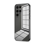 Per Samsung Galaxy S22 Ultra 5G Custodia per telefono con foro fine con placcatura trasparente (nera)