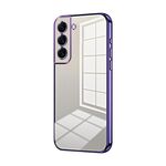 Per Samsung Galaxy S22+ 5G Custodia per telefono con foro fine con placcatura trasparente (viola)