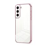 Per Samsung Galaxy S22 5G Custodia per telefono con foro fine con placcatura trasparente (rosa)