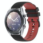 For Samsung Galaxy Watch3 41mm 20mm Checkered Two-Color Silicone Watch Band(Black+Red)