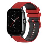 Per cinturino in silicone bicolore a scacchi Amazfit GTS 2E 20mm (rosso + nero)