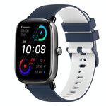 Per Amazfit GTS 2 cinturino in silicone bicolore a scacchi da 20 mm (blu scuro + bianco)