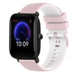 Per cinturino in silicone bicolore a scacchi Amazfit Pop Pro da 20 mm (rosa + bianco)