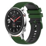 Per Amazfit GTR 42mm 20mm cinturino in silicone bicolore a scacchi (Amy verde + nero)