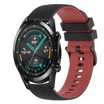 Per Huawei Watch GT2 42mm 20mm Cinturino in silicone bicolore a scacchi (nero + rosso)