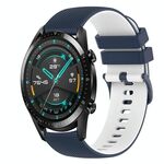 Per Huawei Watch 2 Cinturino in silicone bicolore a scacchi da 20 mm (blu scuro + bianco)