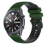 Per Samsung Galaxy Watch3 Cinturino in silicone bicolore a scacchi da 45 mm 22 mm (verde amy + nero)