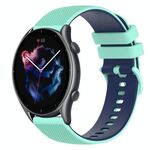 Per Amazfit GTR 3 cinturino in silicone bicolore a scacchi da 22 mm (verde acqua + blu)