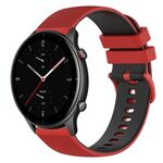 Per Amazfit GTR 2e 22mm cinturino in silicone bicolore a scacchi (rosso + nero)