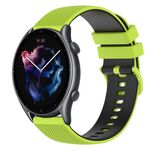 Per Amazfit 3 22mm cinturino in silicone bicolore a scacchi (verde lime + nero)