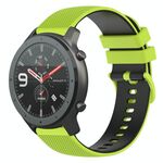 Per Amazfit GTR 47mm 22mm cinturino in silicone bicolore a scacchi (verde lime + nero)