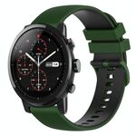 Per Amazfit Stratos 22mm cinturino in silicone bicolore a scacchi (Amy verde + nero)