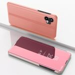 For Nothing Phone 1 Custodia in pelle a vibrazione orizzontale con specchio placcato con supporto (oro rosa)