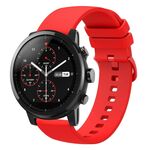 Per Amazfit Stratos 22mm cinturino in silicone morbido tinta unita (rosso)