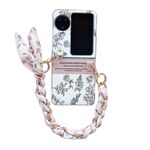 Per OPPO Find N3 Flip Custodia per telefono PC dipinta con vernice perlescente con braccialetto sciarpa fai-da-te (fiore schizzo)
