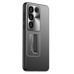 Custodia per telefono con supporto in TPU ibrido in metallo satinato per vivo S16 (nera)