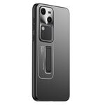 Custodia per telefono con supporto in TPU ibrido in metallo satinato per vivo S18 (nera)