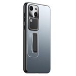 Custodia per telefono con supporto in TPU ibrido in metallo satinato per vivo S18 (blu)